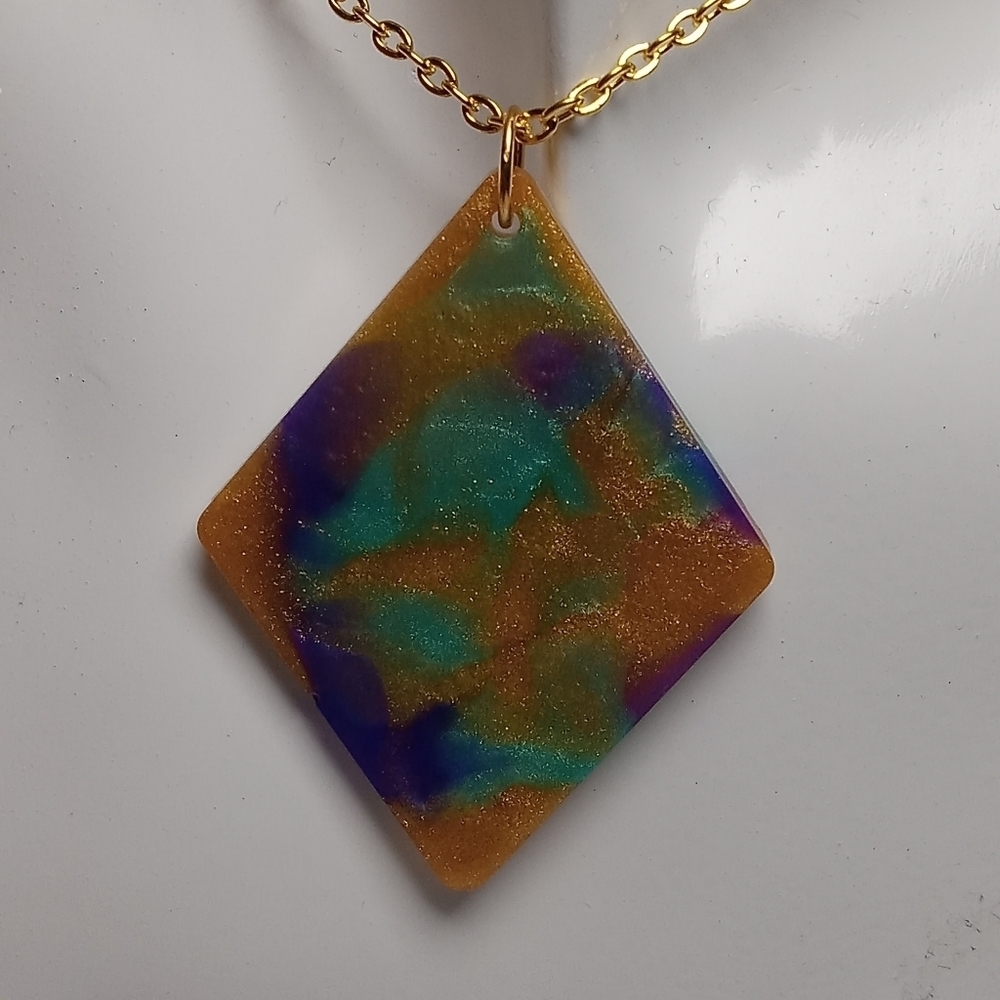 Hand Crafted Purple and Gold Geometric Necklace